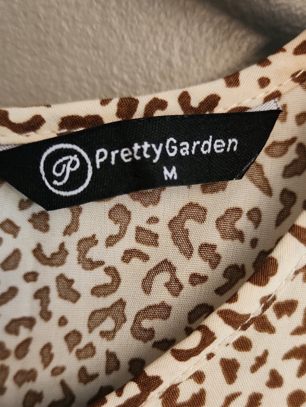 Women’s Cream And Brown Leopard Print Tiered Dress - Picture 3 of 12